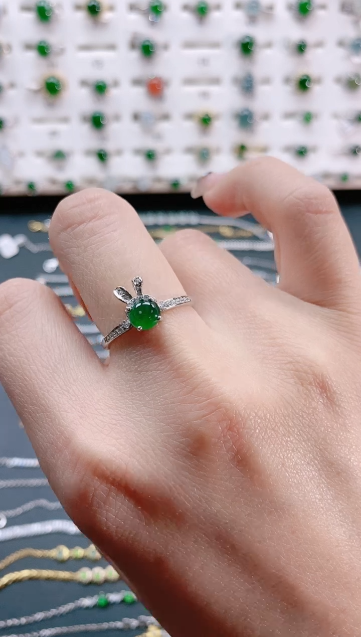 【闪购商品】翡翠戒指银S925镶嵌天然翡翠