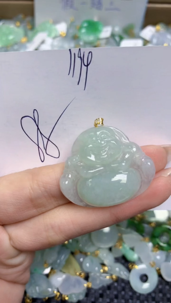 【闪购商品】翡翠颈饰18K金镶嵌天然缅甸A货翡翠