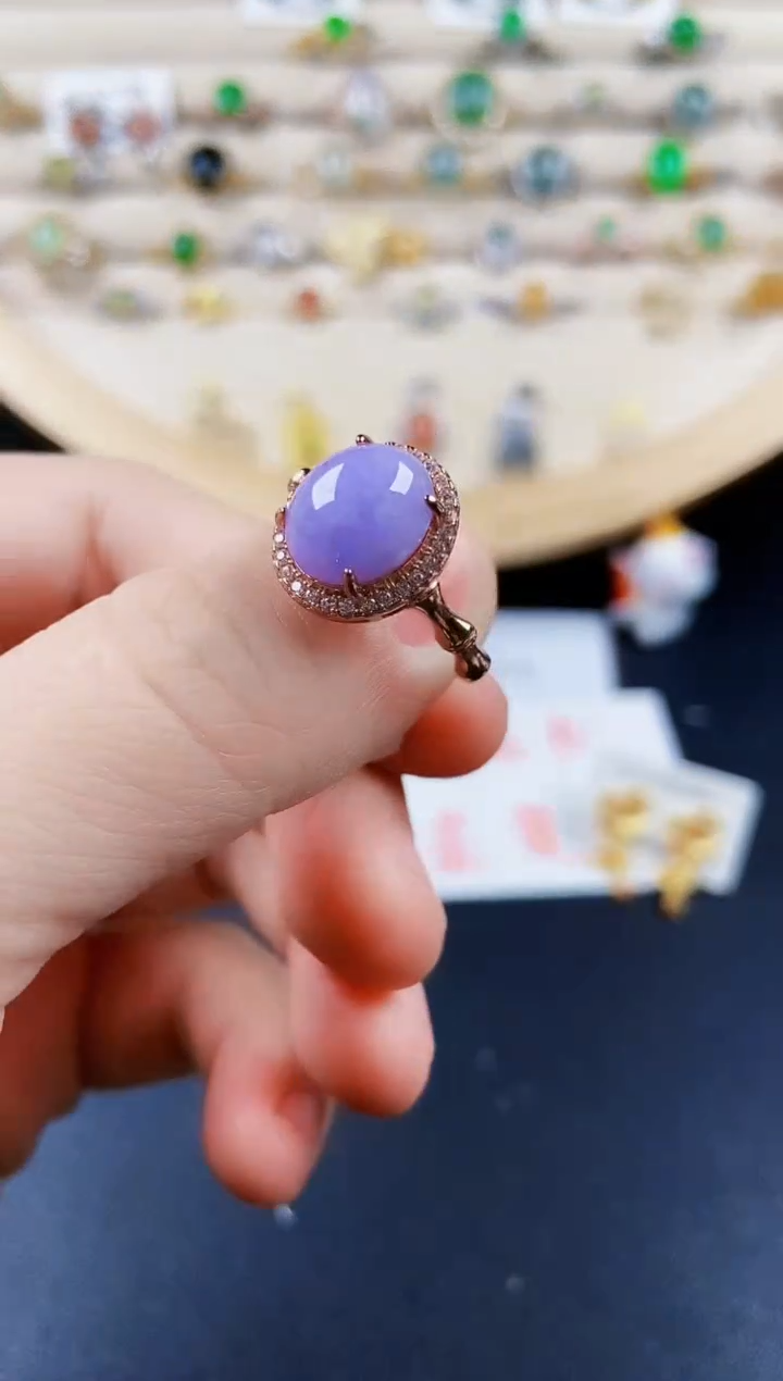 翡翠戒指银S925镶嵌45689