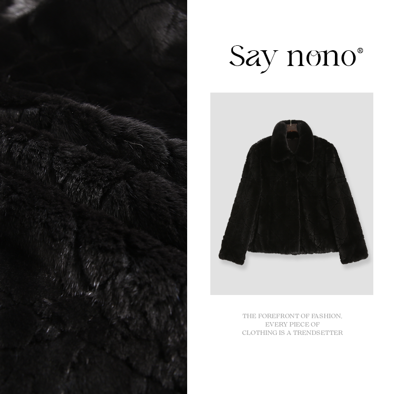 懒猫nono│ Saynono 翻领进口天鹅绒短二水貂皮草/MDL2593