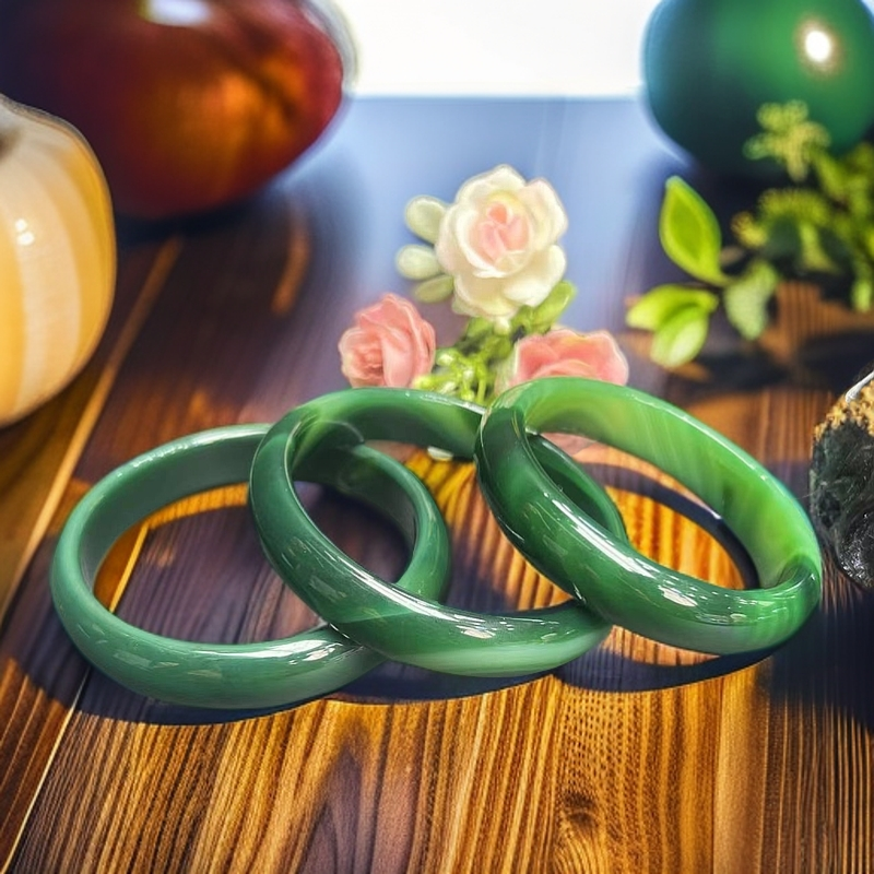 S6182（玉姐）千草灵碧健石玛瑙玉绿手镯-多样性只发一件