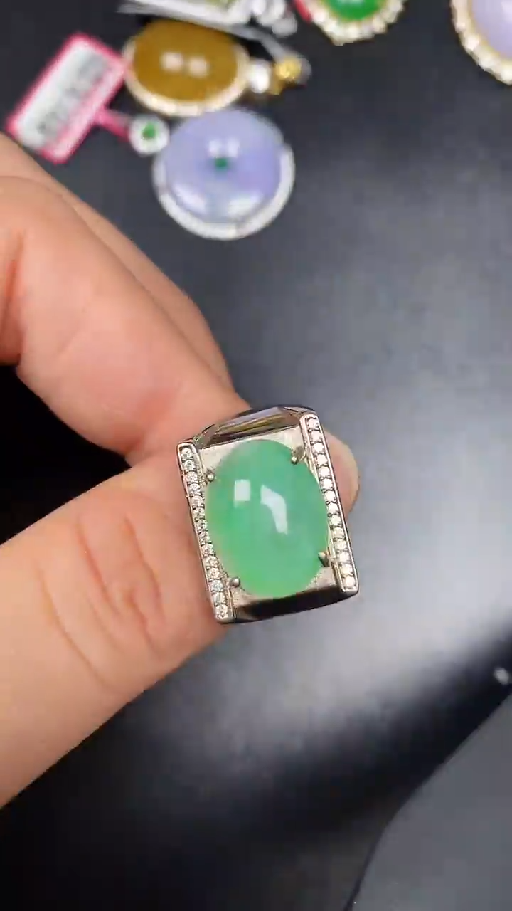 银S925镶嵌戒指翡翠4500