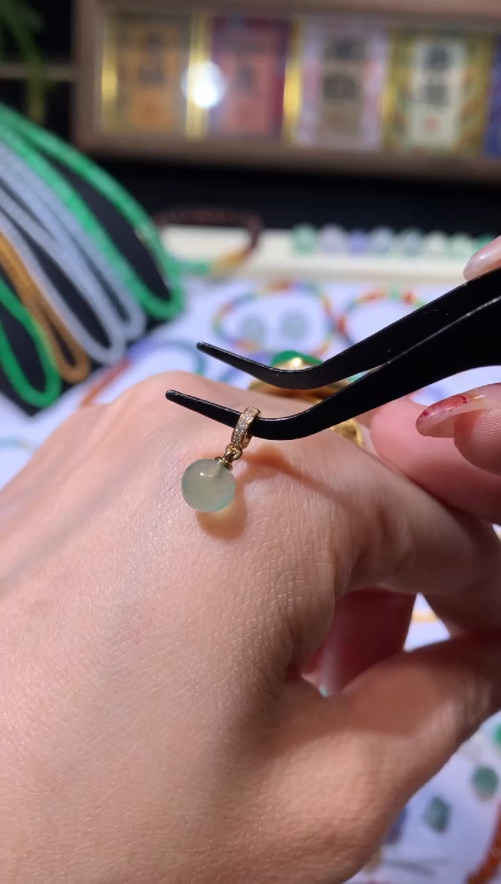 【闪购商品】定制翡翠18K金镶嵌珠子提溜1600+160