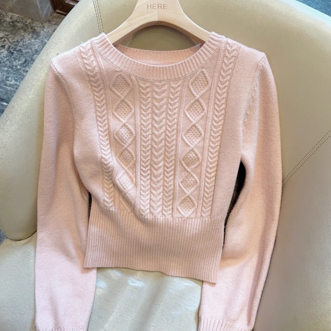 纯色保暖毛衣重工钩花纹理时尚宽松新款时尚毛衣针织衫K2-30