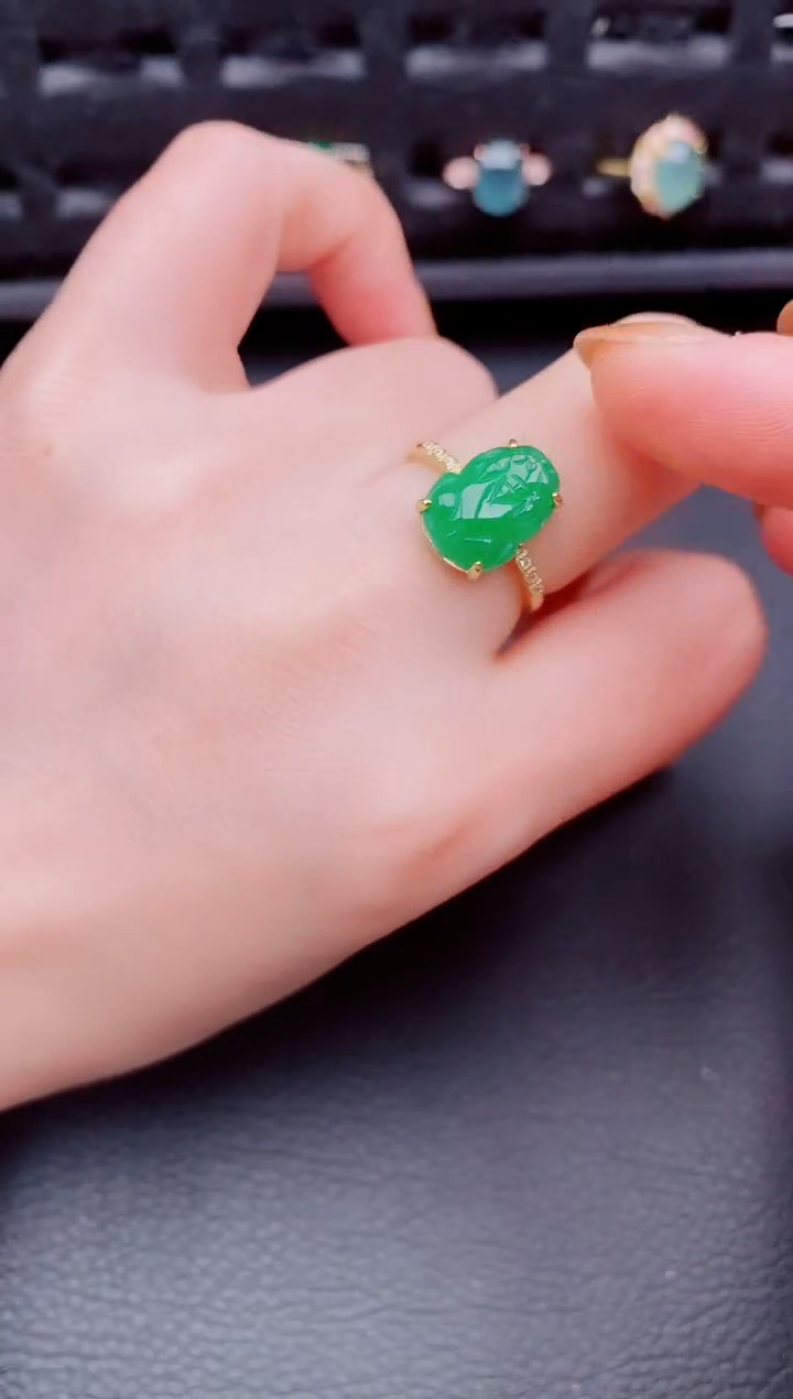 【闪购商品】翡翠戒指银S925镶嵌天然a货翡翠611