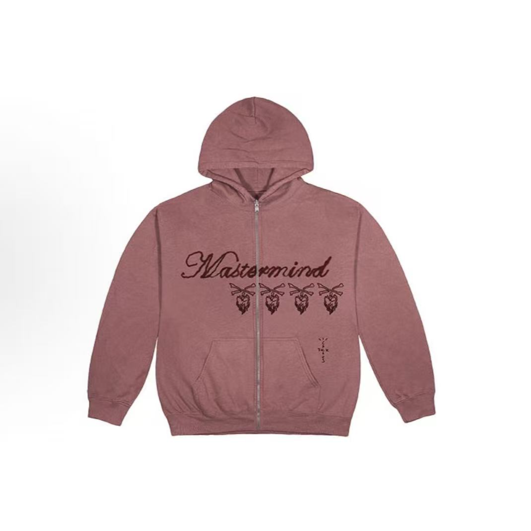 travis scot 联名藤原浩 粉色拉链卫衣