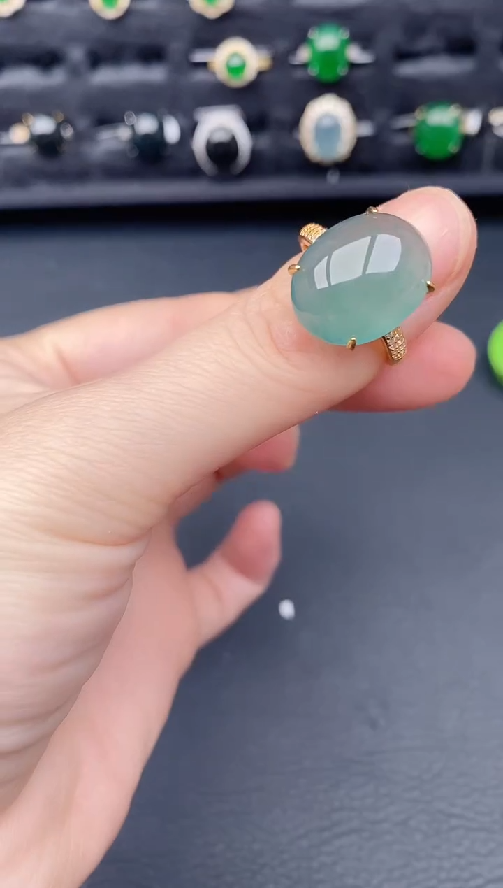 银S925镶嵌戒指翡翠天然a货翡翠133