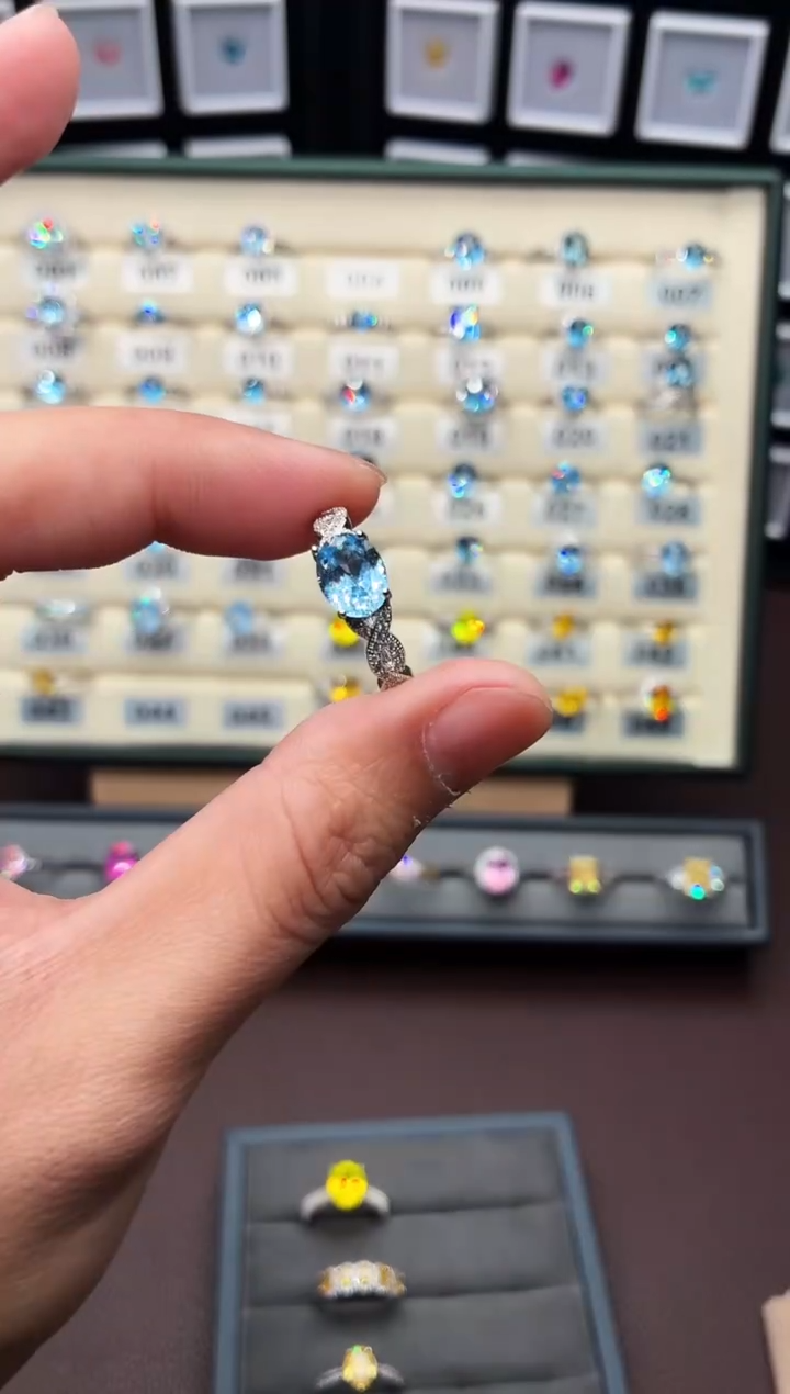 银S925镶嵌戒指海蓝宝石111