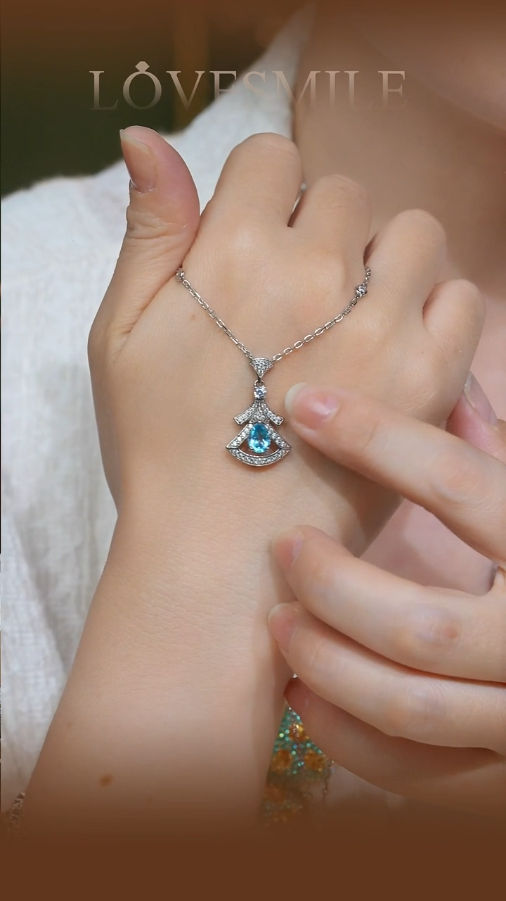 银S925镶嵌托帕石项链036    