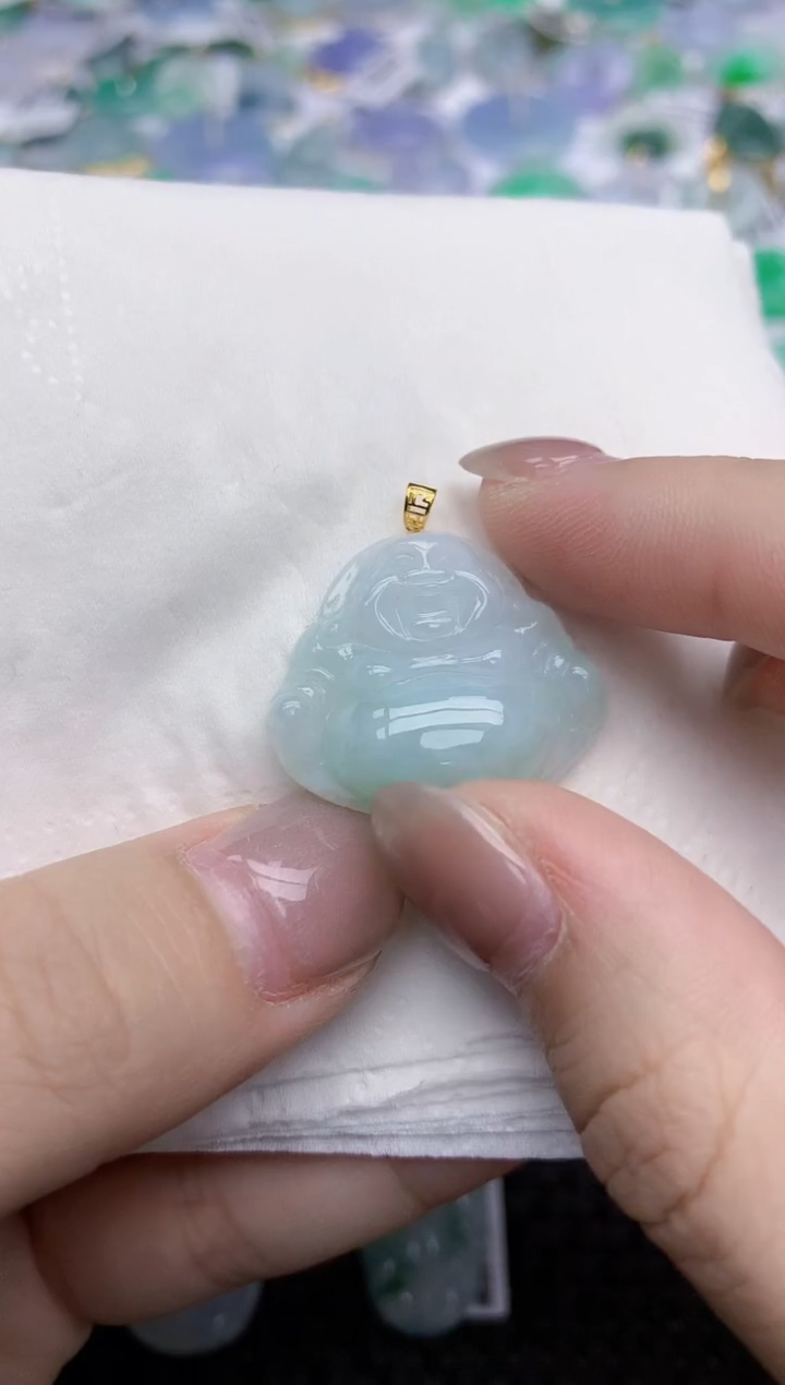 【闪购商品】翡翠颈饰18K金镶嵌天然翡翠A货