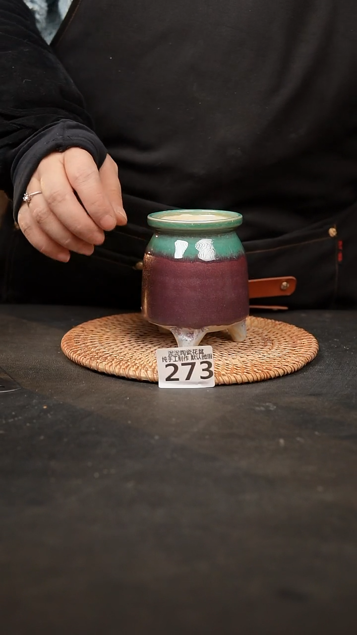 【闪购商品】瓷片273泥泥手工花盆口6高10