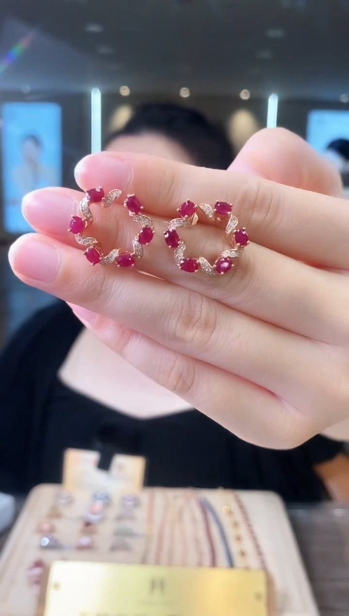 【闪购商品】红宝石耳饰银S925镶嵌09