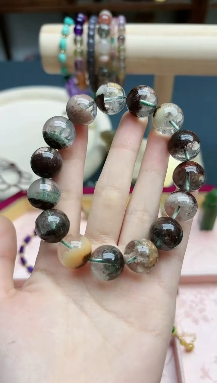 【闪购商品】水晶手串未镶嵌四季幽灵水晶15mm手串*1 ZD