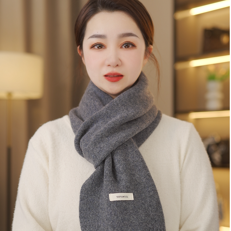 澳洲全羊毛围巾围脖冬季保暖百搭精品针织红色秋冬季纯色时尚百搭