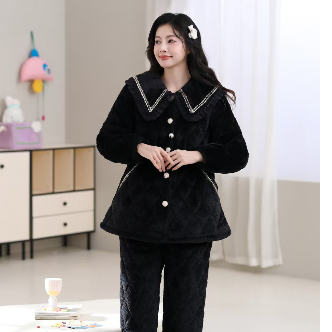 时尚女保暖加绒厚款家居服家居服套装睡衣睡衣2025