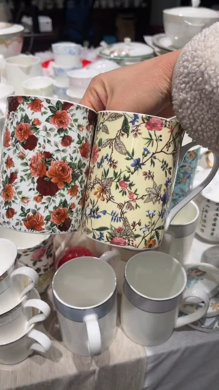 瓷2个水杯隆达骨质瓷