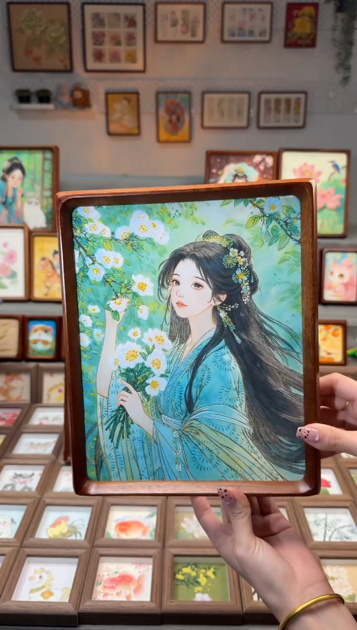 国画白花女孩 手绘国画10