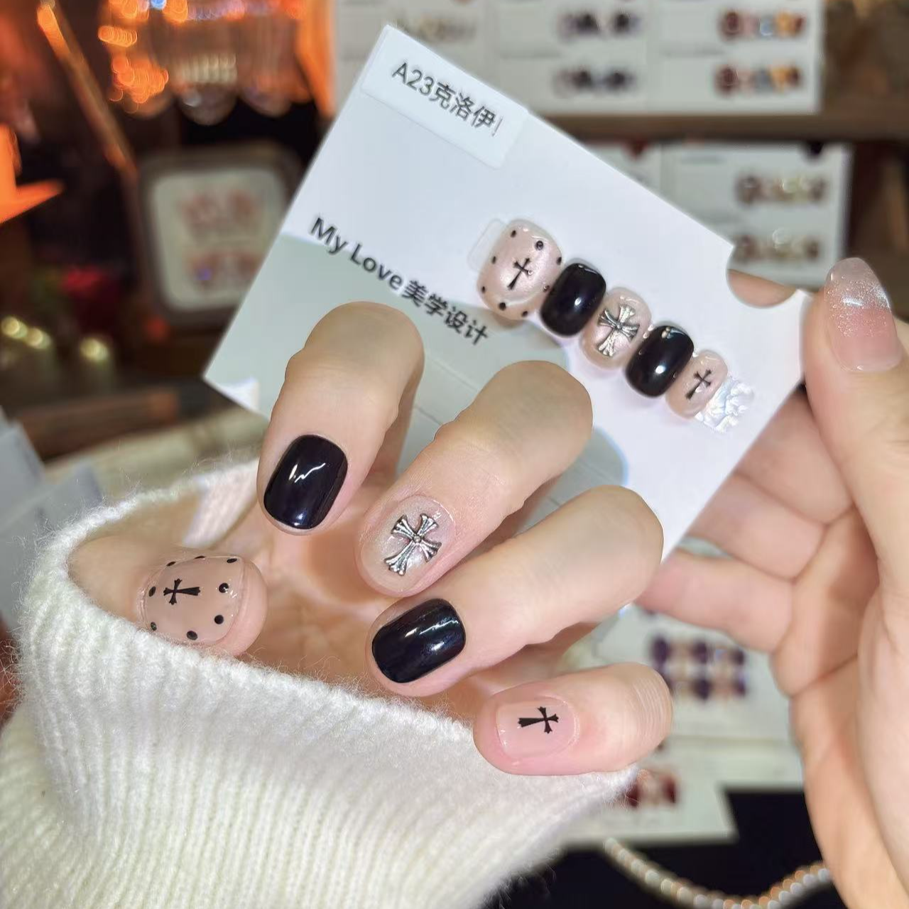 A23【克洛伊哇】新年款纯手工秋冬显白气质穿戴甲时尚