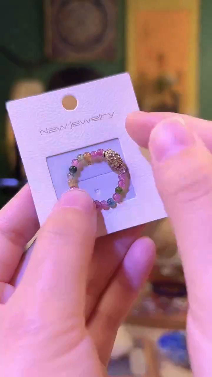 【闪购商品】碧玺戒指银S925镶嵌碧玺大黑天戒指