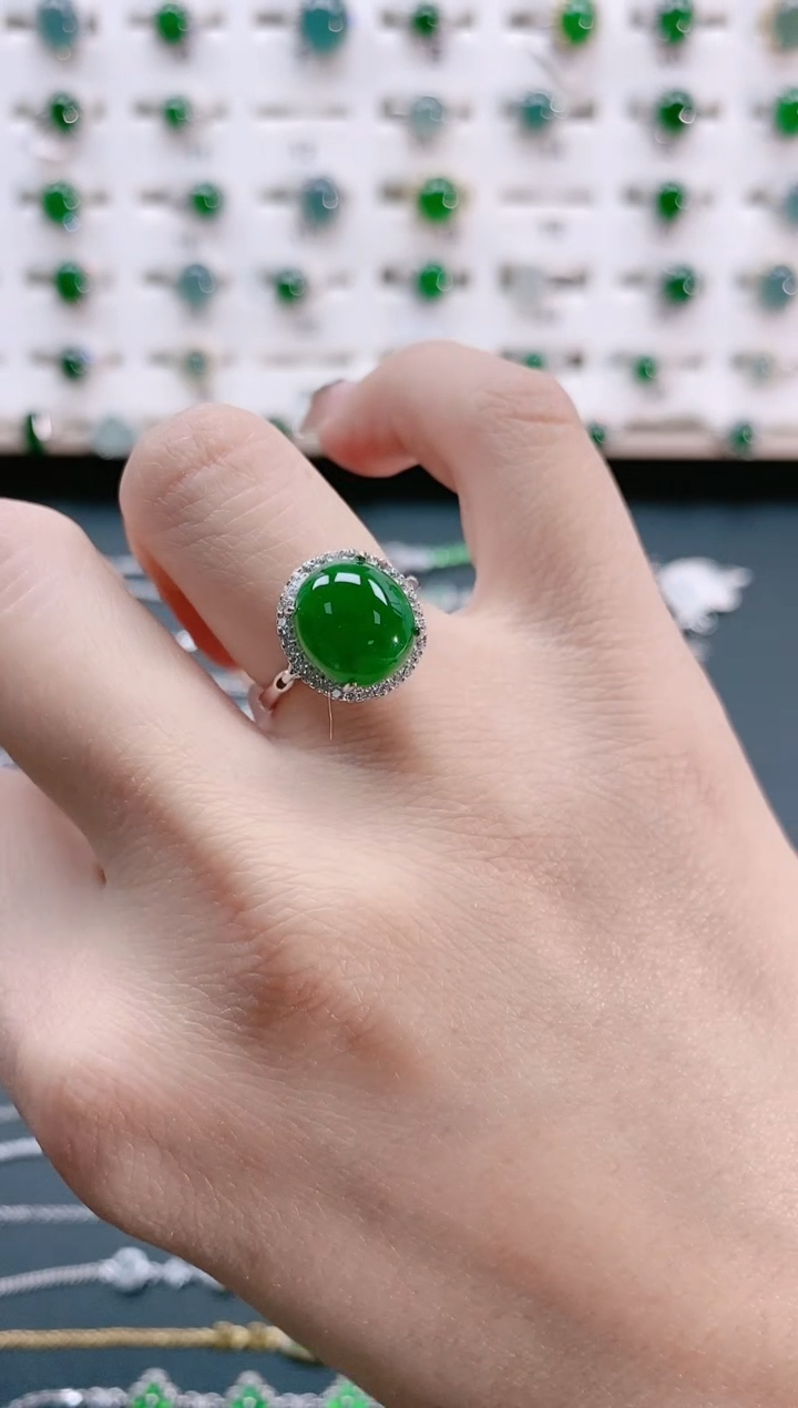 【闪购商品】翡翠戒指银S925镶嵌天然翡翠