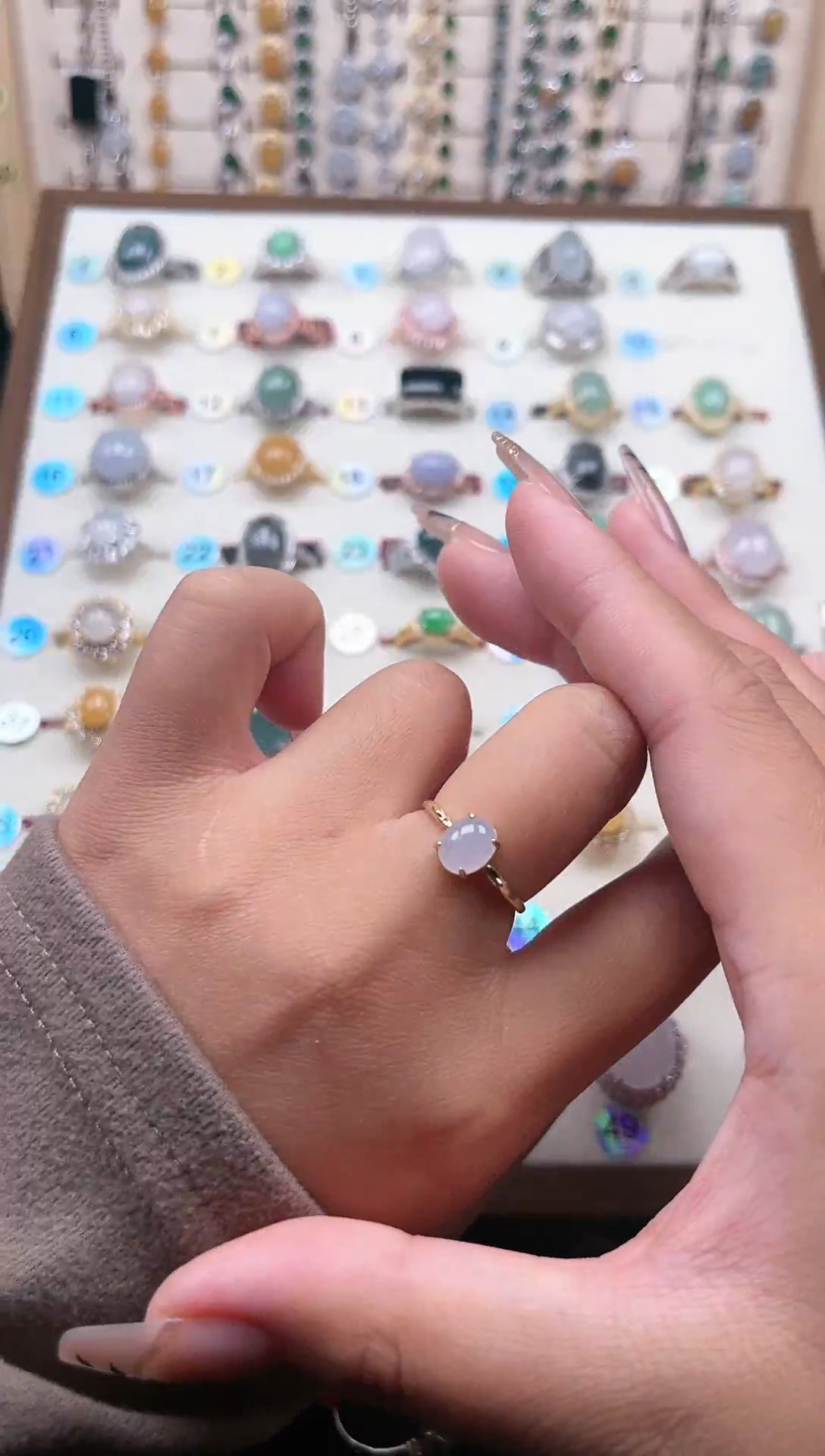 【闪购商品】翡翠戒指银S925镶嵌天然A货翡翠手链