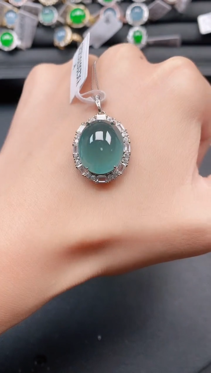 翡翠戒指银S925镶嵌1111