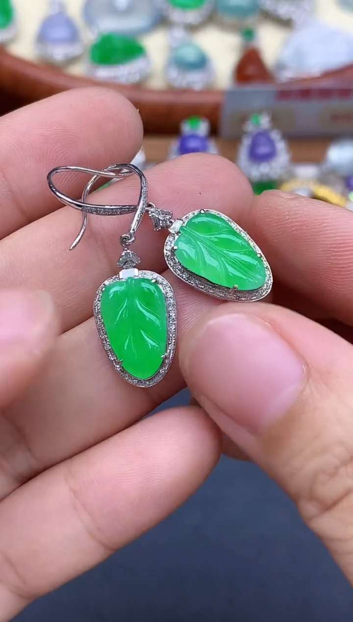 18K金镶嵌翡翠耳饰454-中国好珍宝