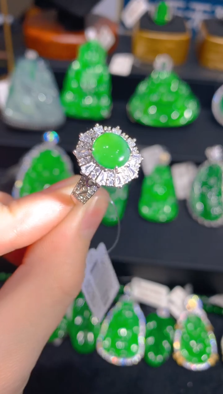 【闪购商品】翡翠戒指银S925镶嵌15一季