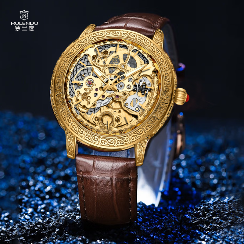 【黎莎专属】罗兰度镂空雕花系列全自动机械男士腕表RG6038