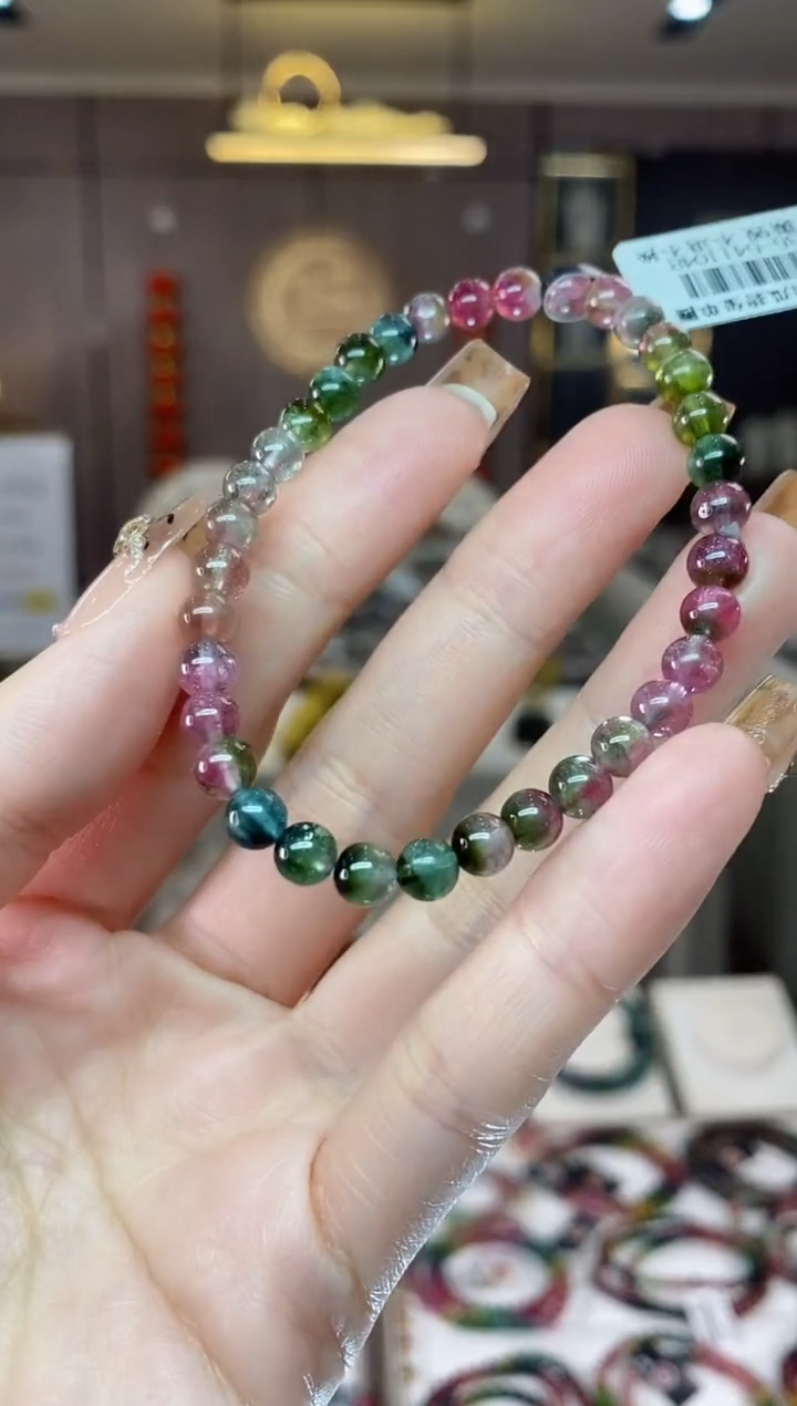 【闪购商品】碧玺西瓜单圈手串5mm+未镶嵌一物一证dan