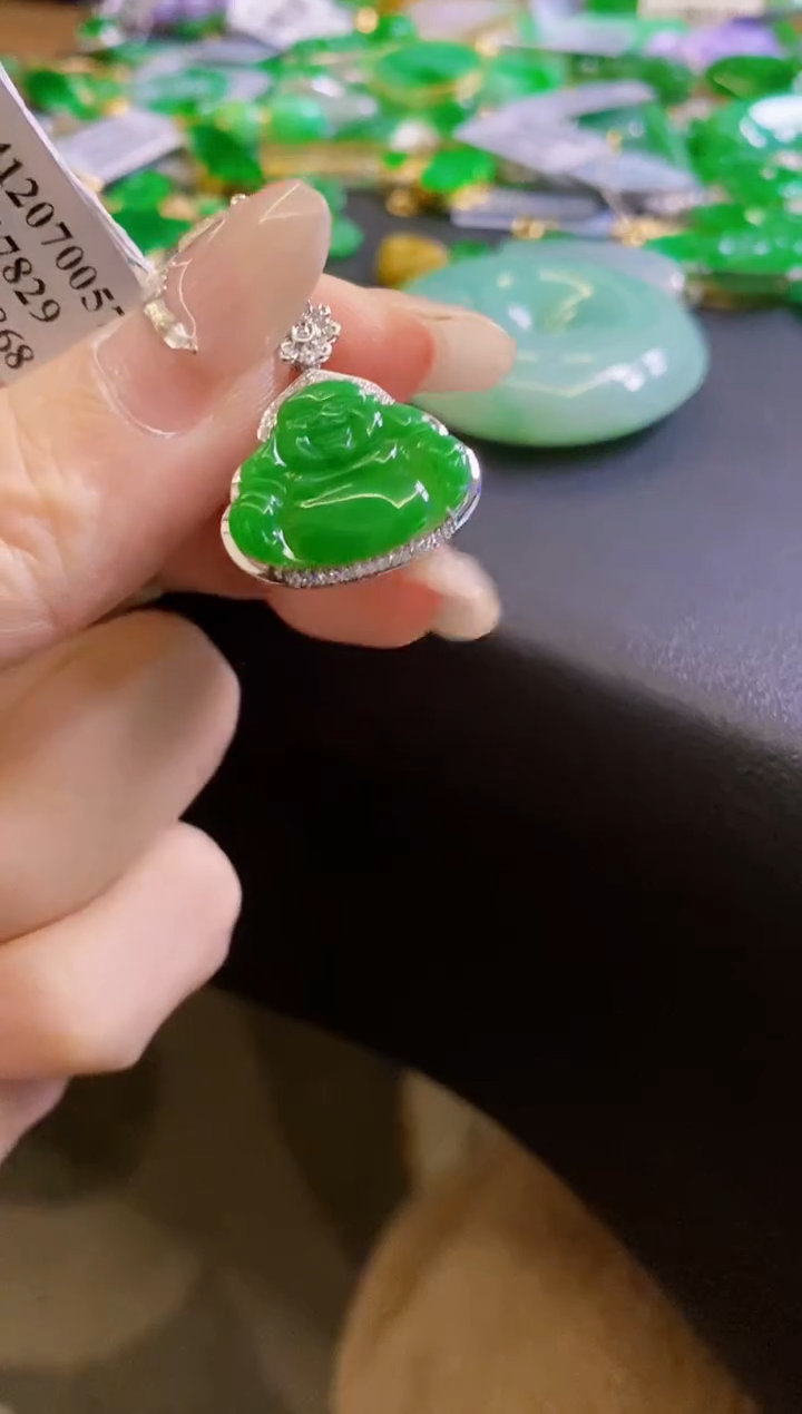 【闪购商品】定制翡翠18K金镶嵌佛公