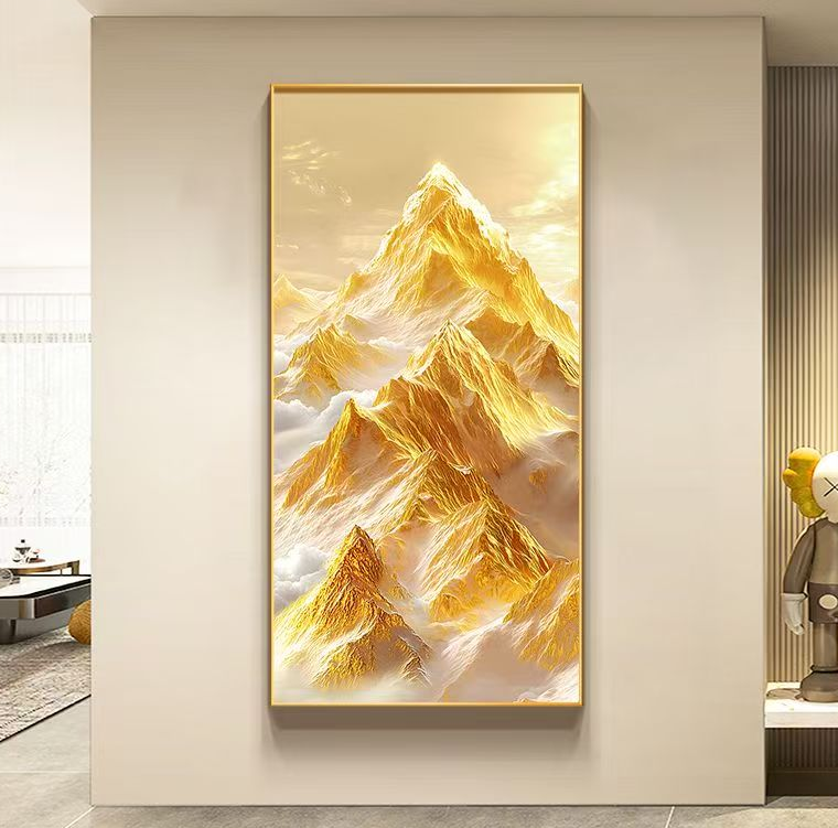 x229日照金山入户玄关装饰画竖版轻奢大气适合客厅走廊过道