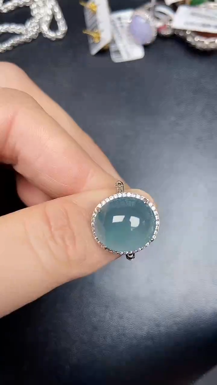 银S925镶嵌戒指翡翠9000