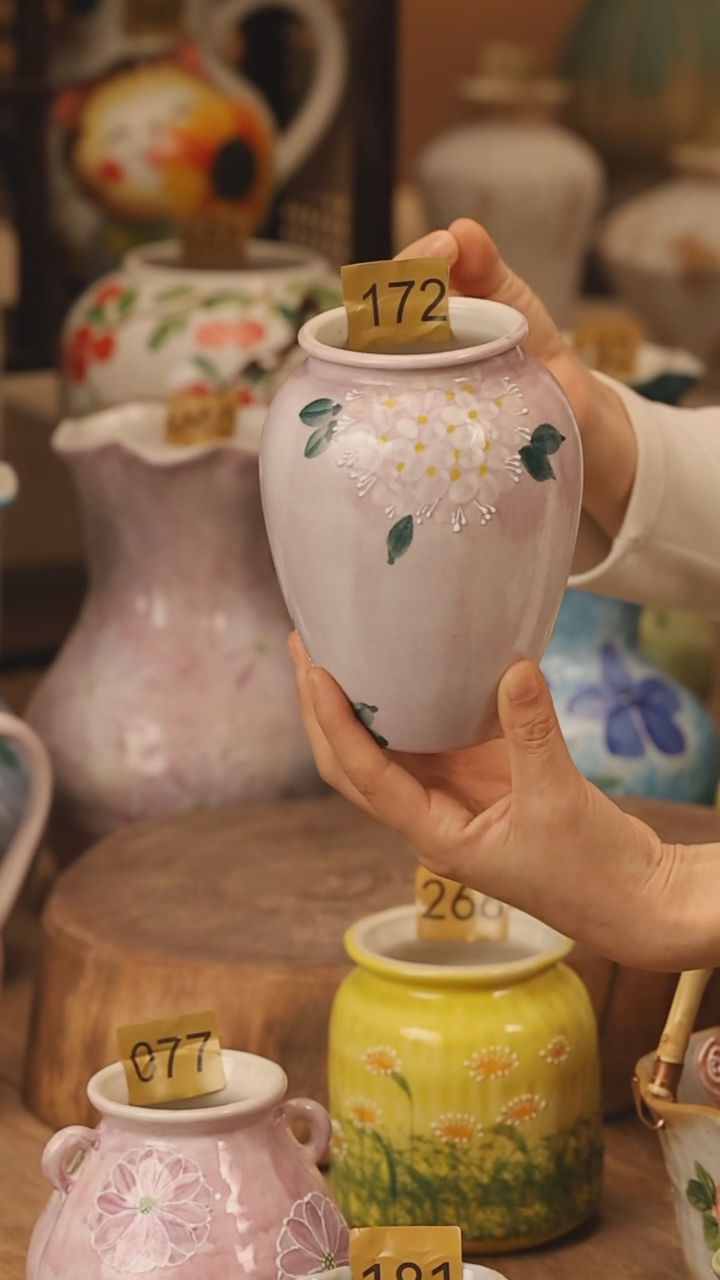 陶瓷景德镇设计师手作花器摆件侘寂风@M172@