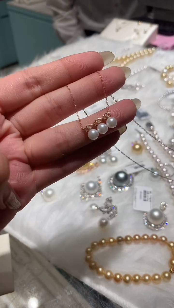 18K金镶嵌项链海水珍珠A163|2300