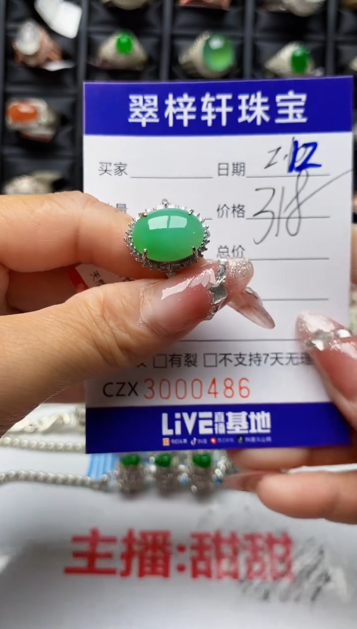 【闪购商品】翡翠戒指银S925镶嵌0486