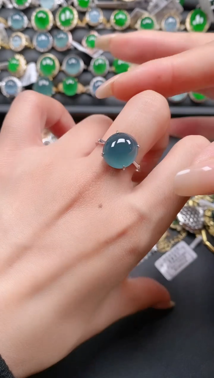 银S925镶嵌戒指翡翠11111111