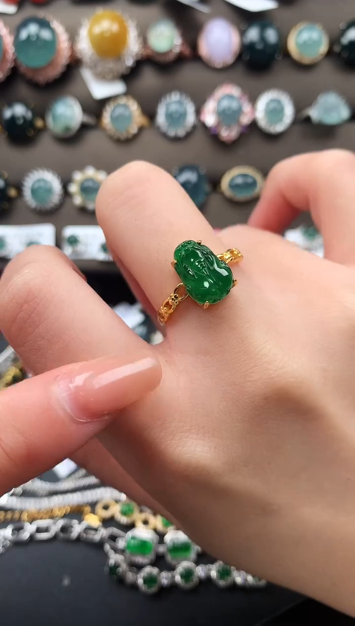 【闪购商品】翡翠戒指银S925镶嵌52141