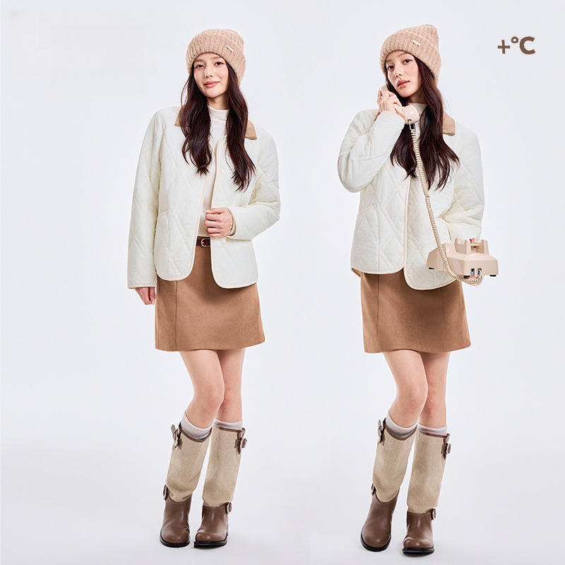 亦声情侣秋冬翻领小棉衣可拆领子轻盈保暖长袖棉服YWTY