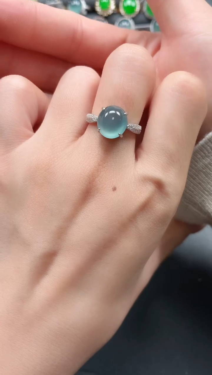 银S925镶嵌戒指翡翠111