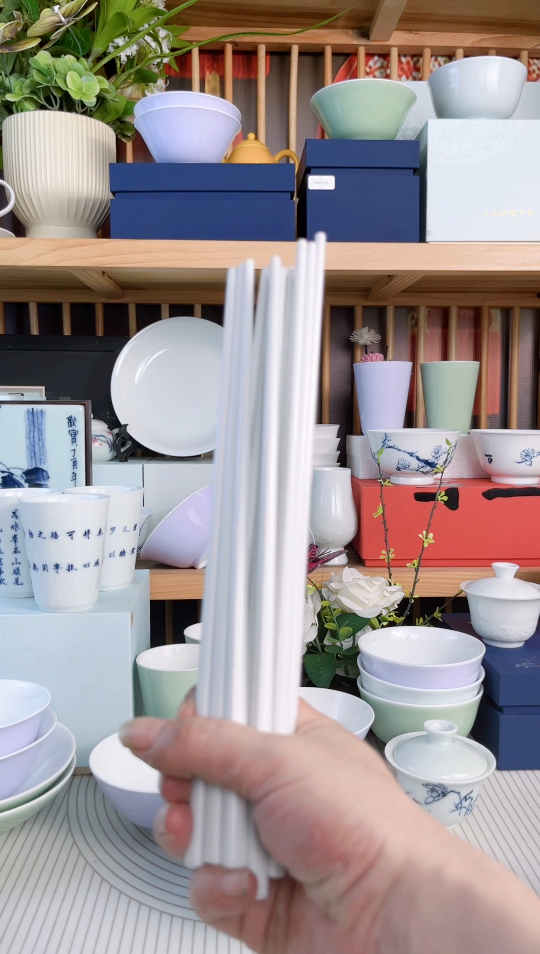 瓷片10双高温白瓷筷子