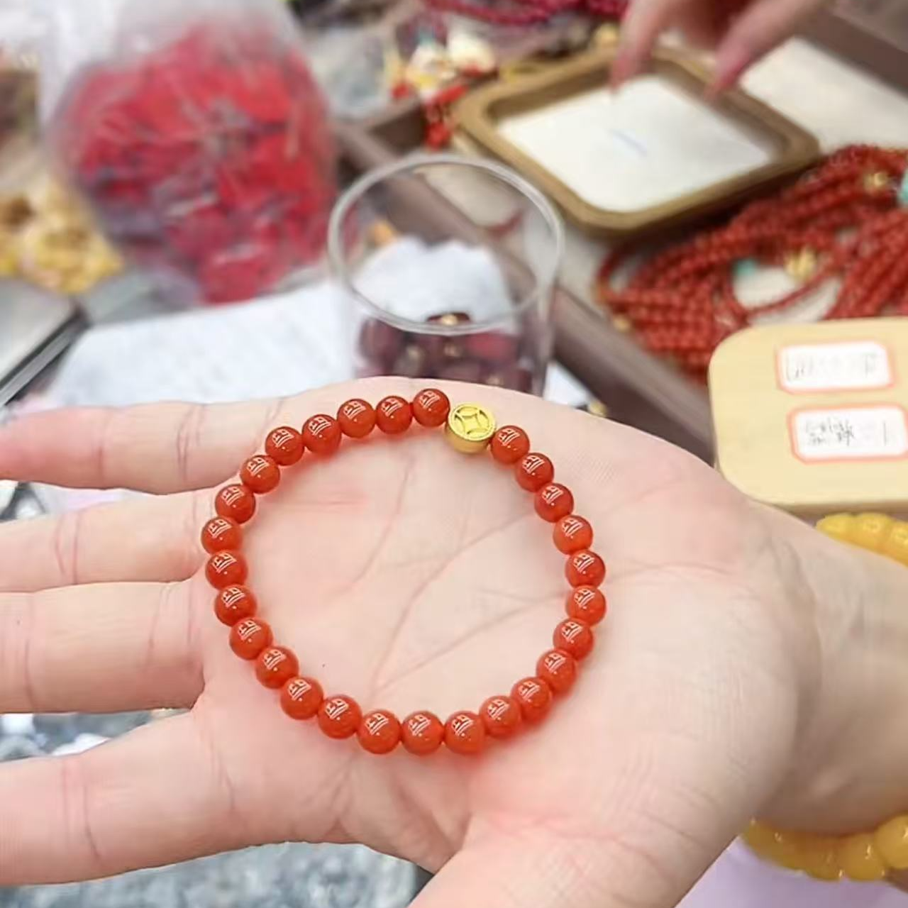 新款南红素圈手串