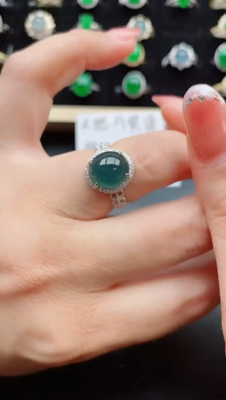 【闪购商品】翡翠戒指银S925镶嵌508080