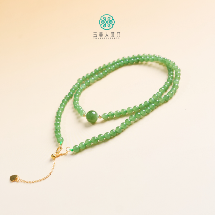 石惑珠宝~和田玉圆珠项链约4mm~多样性发一