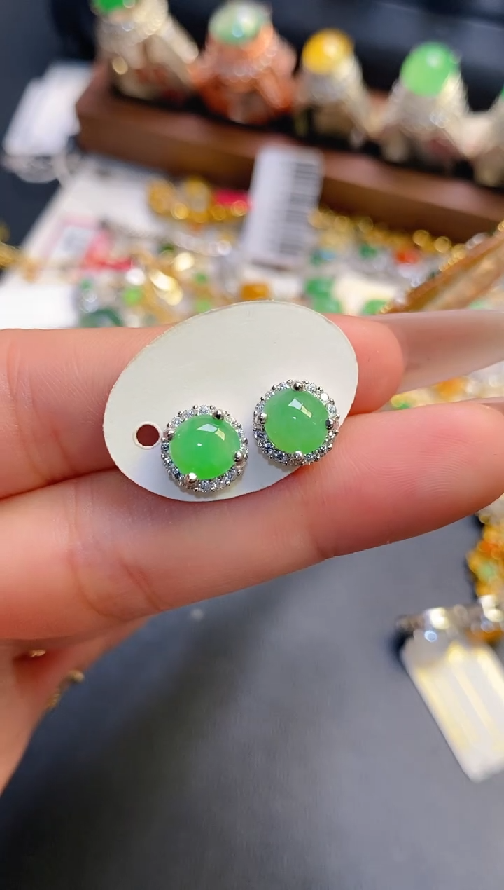 银S925镶嵌戒指翡翠天然