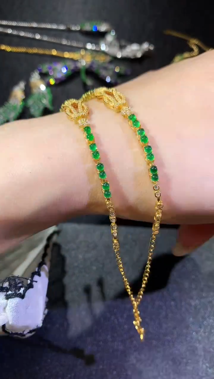 【闪购商品】翡翠手链银S925镶嵌143手链（多样性发货一件