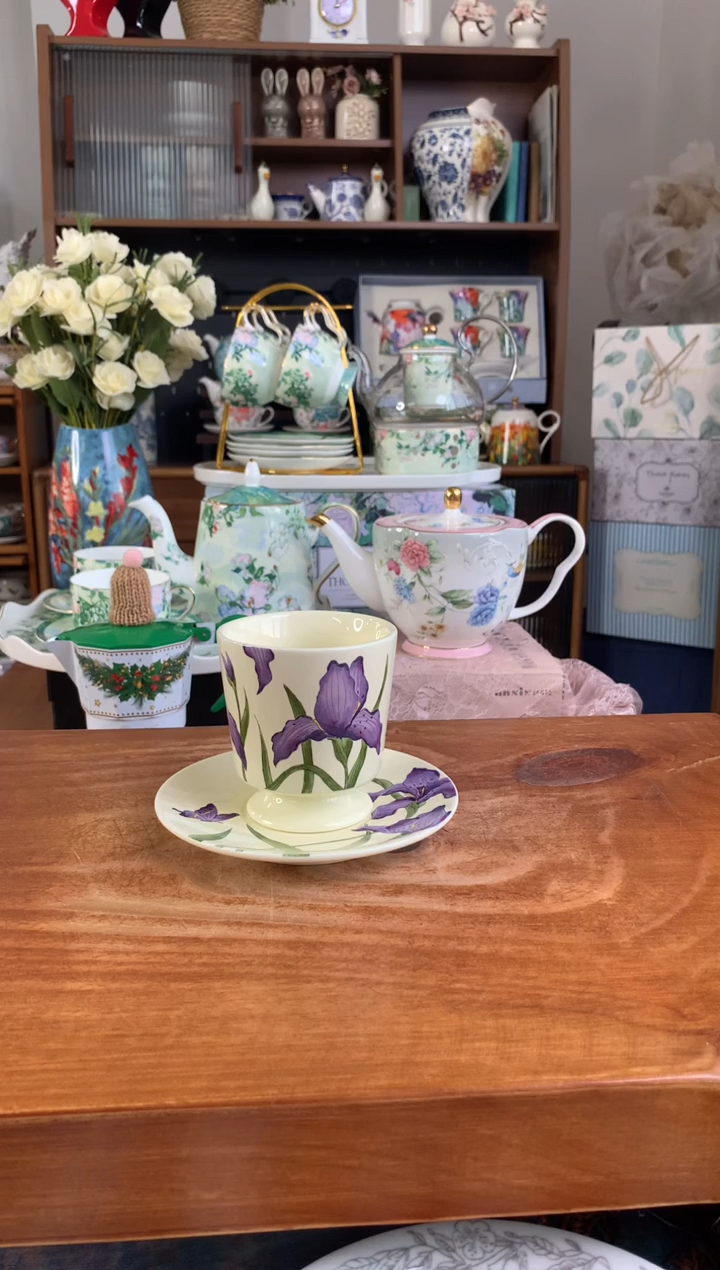 陶瓷【限时福利】紫色鸢尾花杯碟