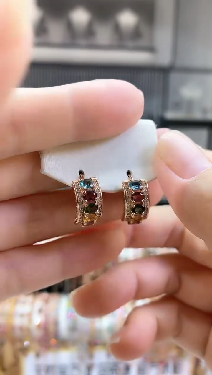 银S925镶嵌耳扣碧玺435435435435