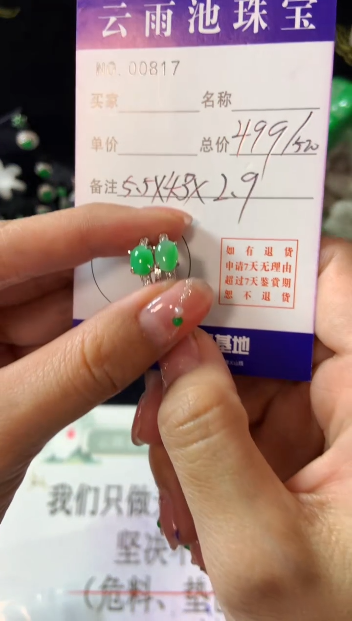 【闪购商品】翡翠耳饰银S925镶嵌翡翠