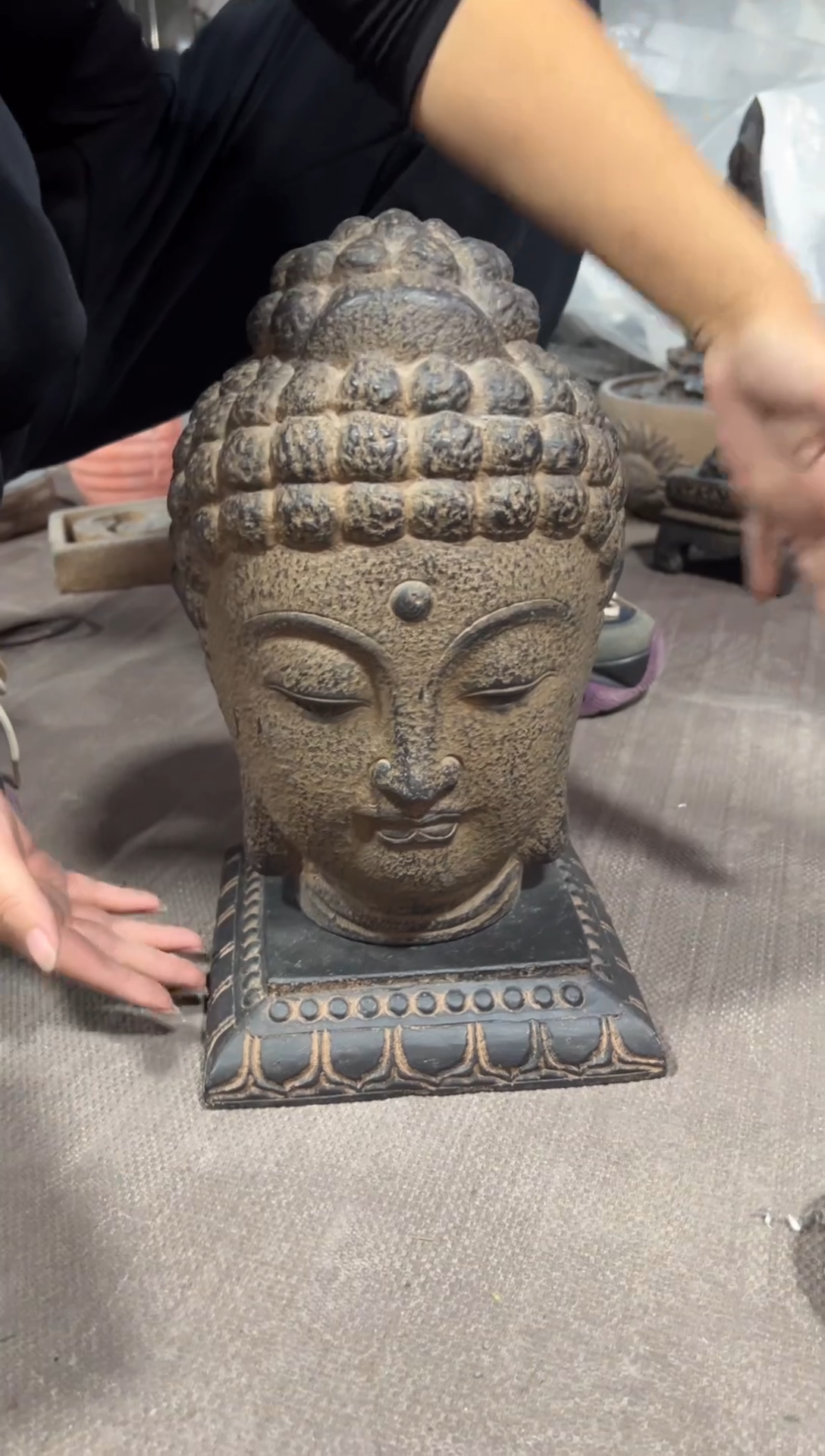 陶土【火山泥】大佛首+莲花底座